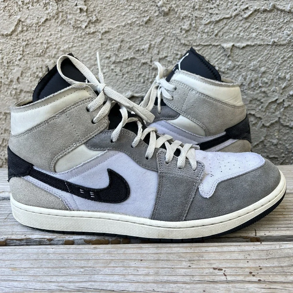 Nike Shoes Men Size 13 Air Jordan 1 Mid SE Craft Cement Grey White Black